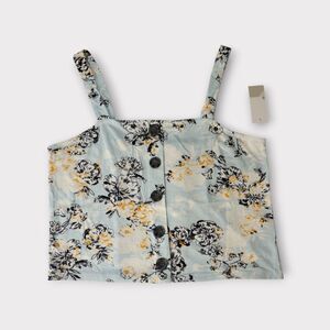 NWT Nordstrom BP Blue Drift Detail Floral Tank Top Size Large